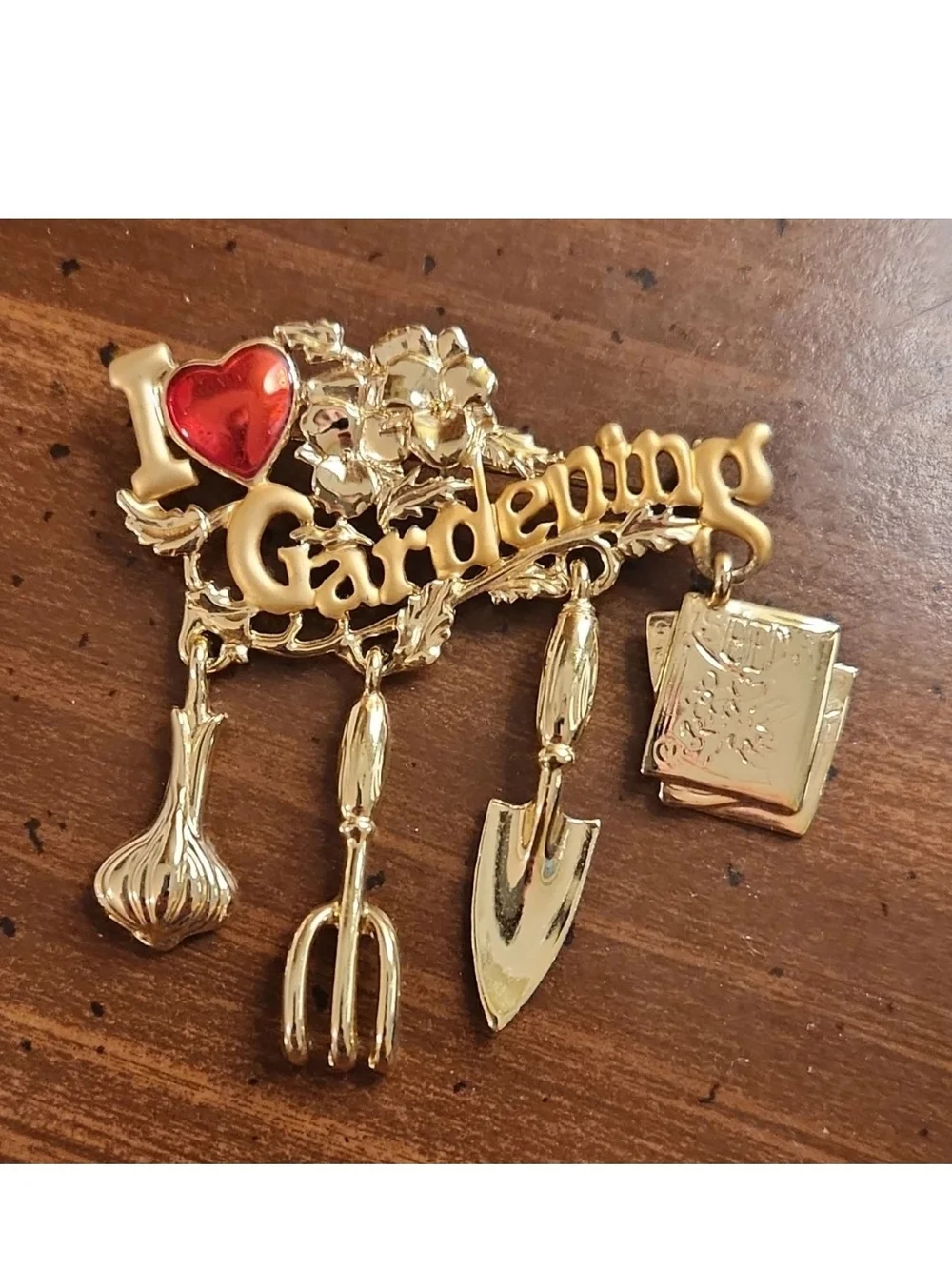 Vintage I Love Gardening Brooch